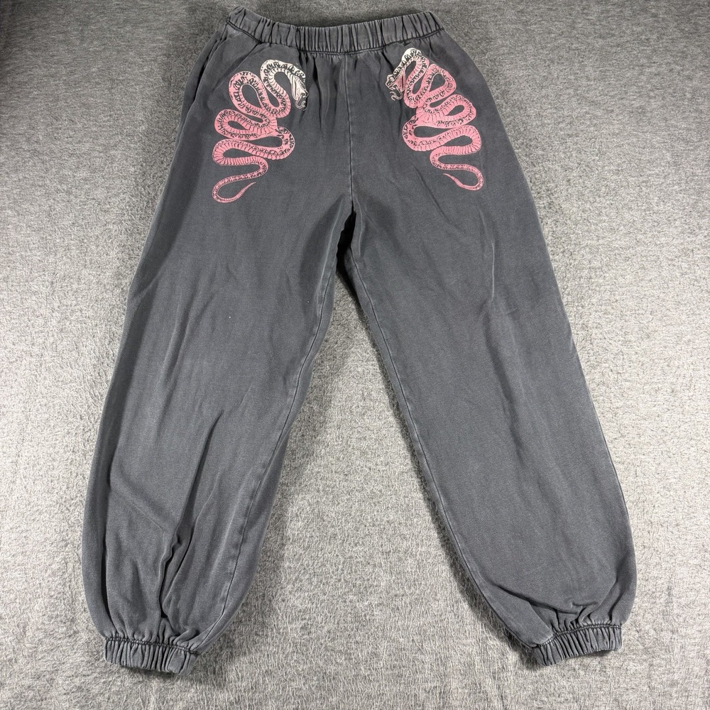 Garage Gray Sweatpants Joggers Dragon Graphic Print Size XS Baggy Grunge Cotton